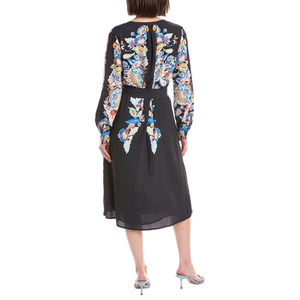 T Tahari Womens Split Neck A-Line Dress, Black - Picture 2 of 3
